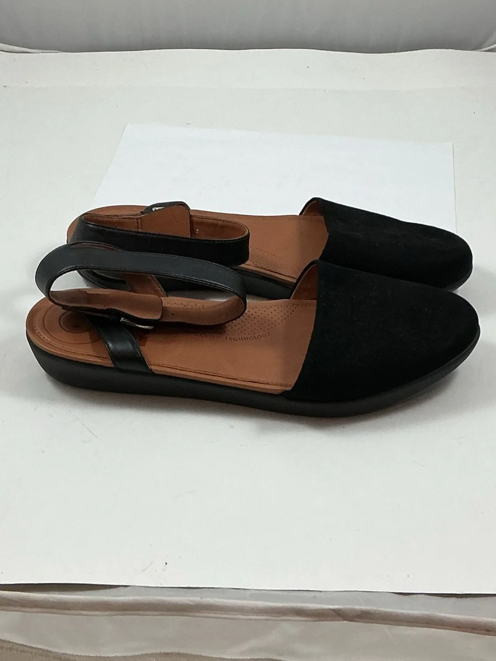 Fitflop Cova ll Black Suede Closed Toe Sandals Shoes Size 10